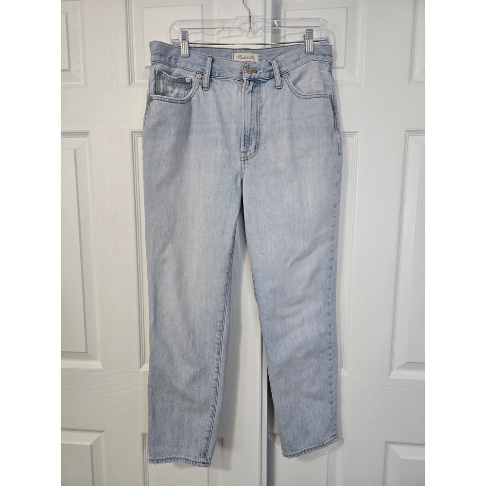 Madewell High Rise Mom Jeans Light Wash Blue Tapered Leg Denim Size 29
